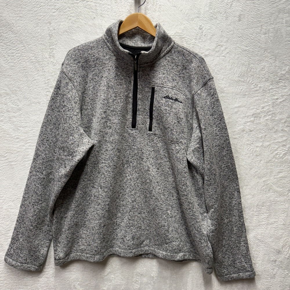 Eddie Bauer 1/2 Zip Pullover Fleece Convector Men 2XL Gray Outdoors Hiking Camp